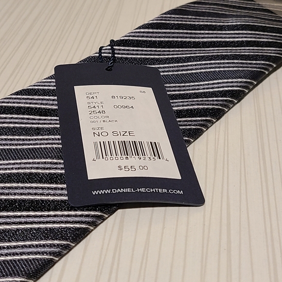 Blue & Silver Strip 100% Silk Tie by Daniel Hector - Picture 2 of 3